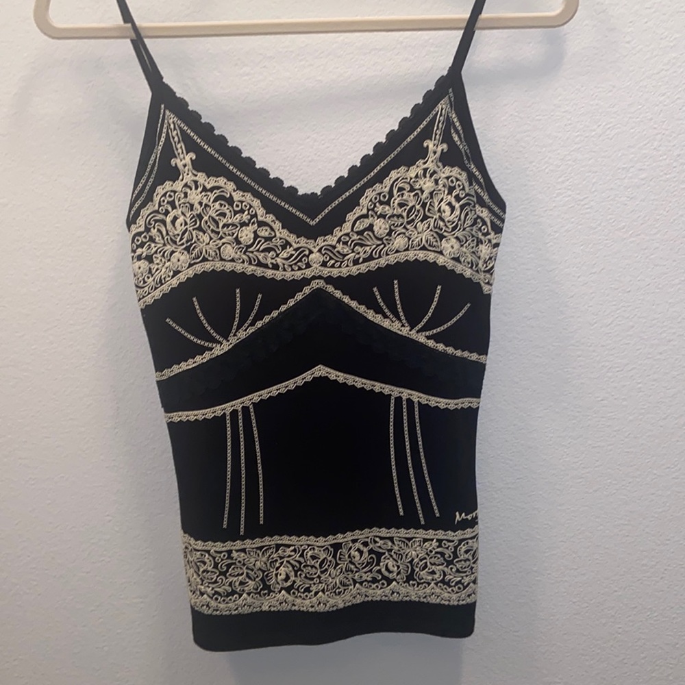Morgan De Toi Vintage Black/Ivory Stretch Tank Top - Thoughtful Extra Details